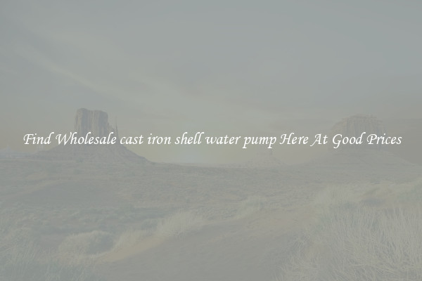 Find Wholesale cast iron shell water pump Here At Good Prices