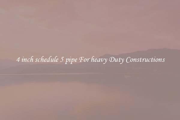 4 inch schedule 5 pipe For heavy Duty Constructions